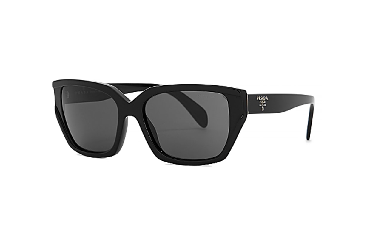 PRADA Black rectangular-frame sunglasses