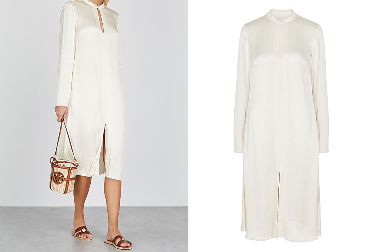 RAQUEL ALLEGRA Ivory satin midi dress