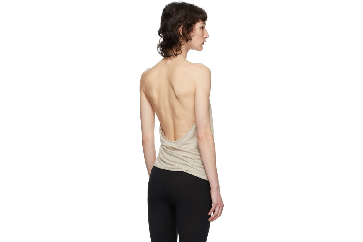 Rick Owens Lilies Grey Heavy Jersey Halter Tank Top