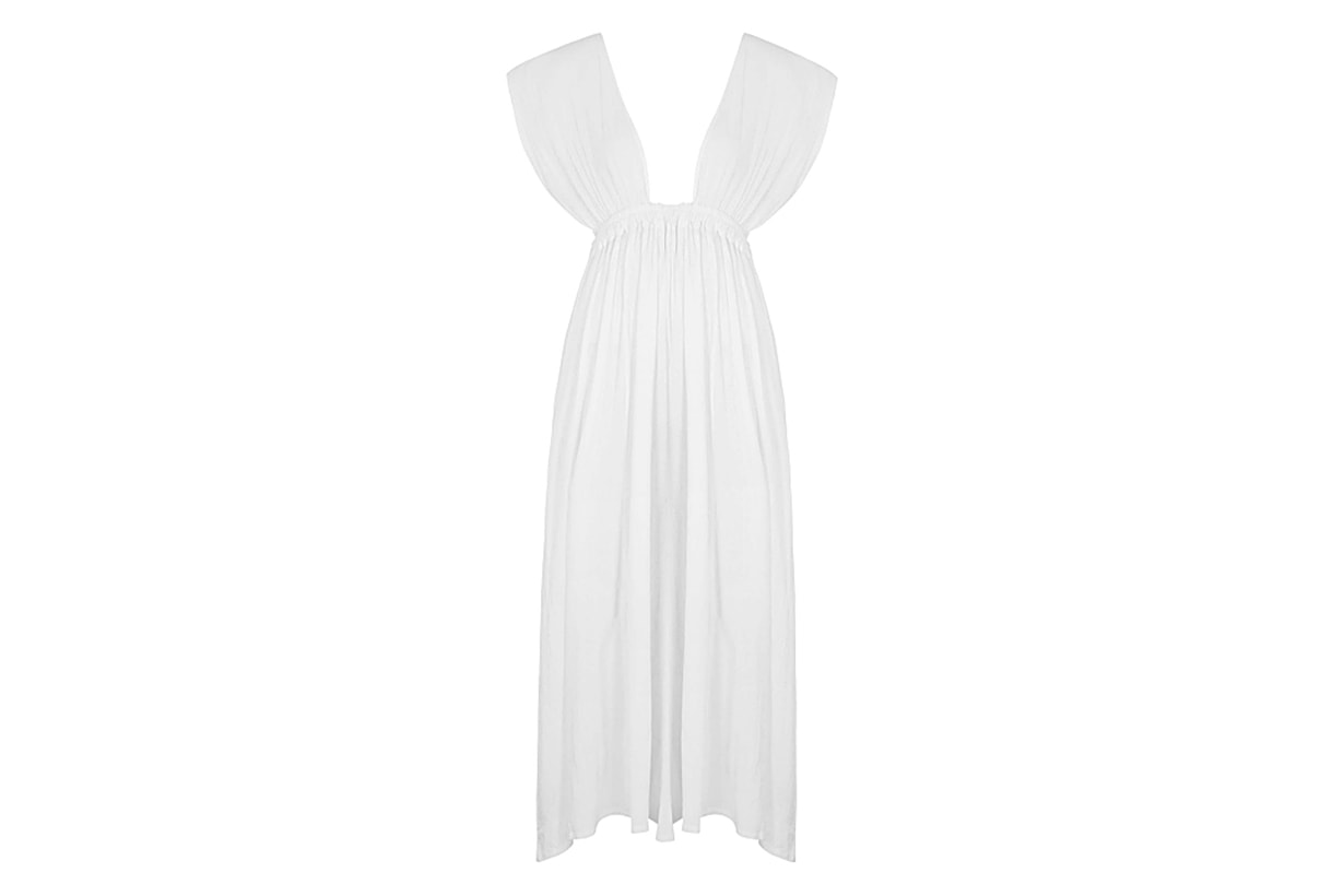 Roma white cotton maxi dress