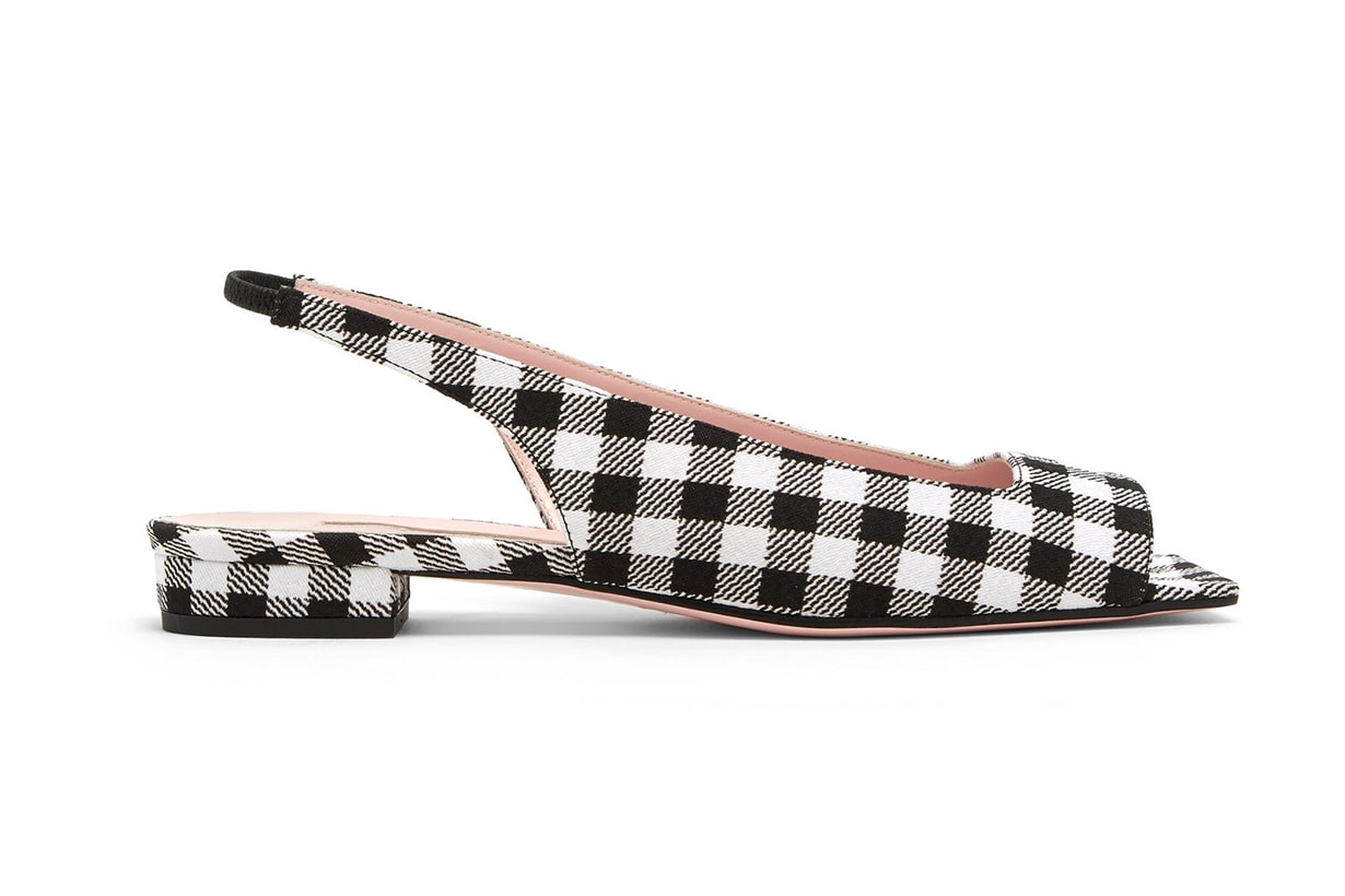 Sabine open-toe slingback gingham flats