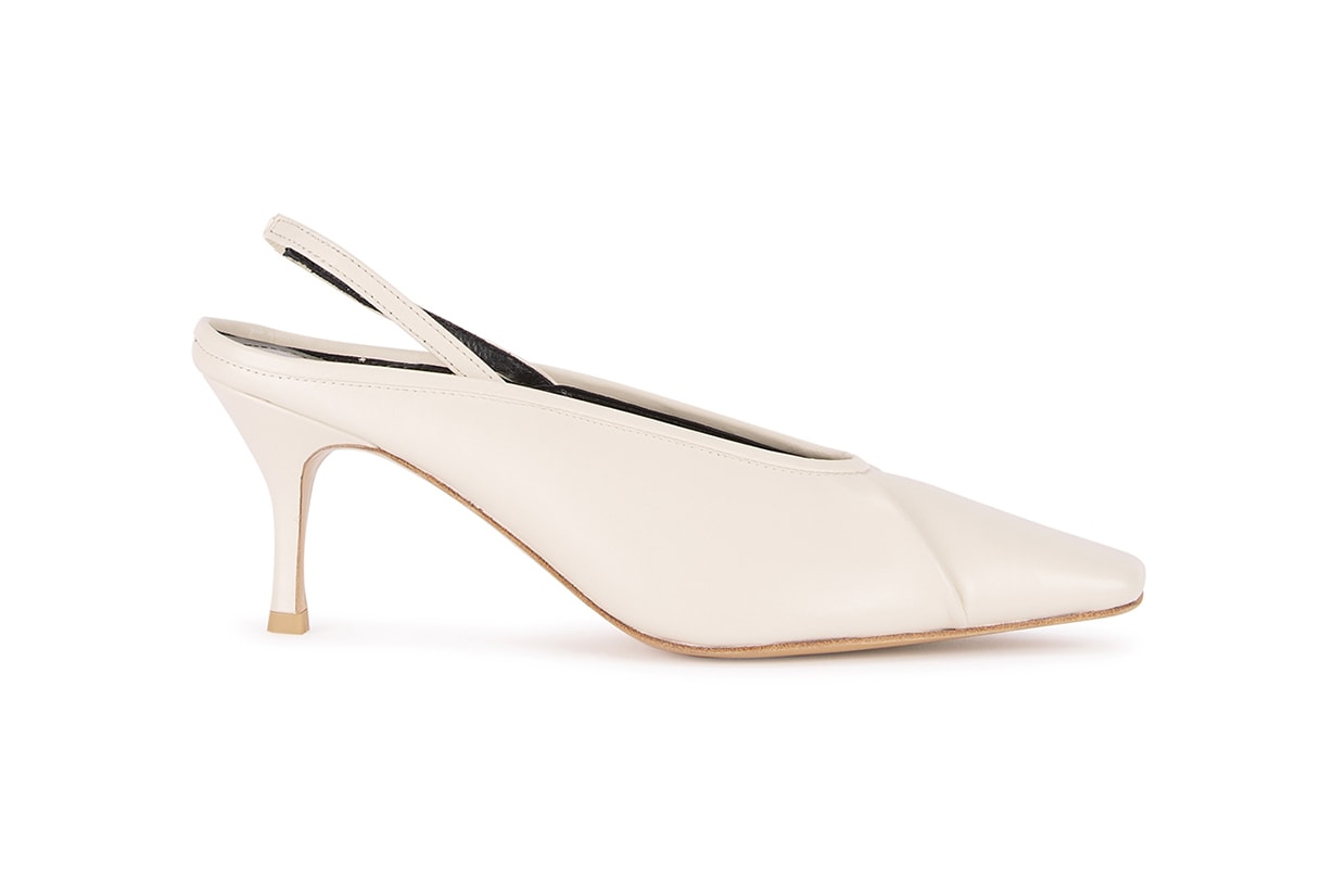 SALONDEJU  Volure 70 off-white slingback leather pumps