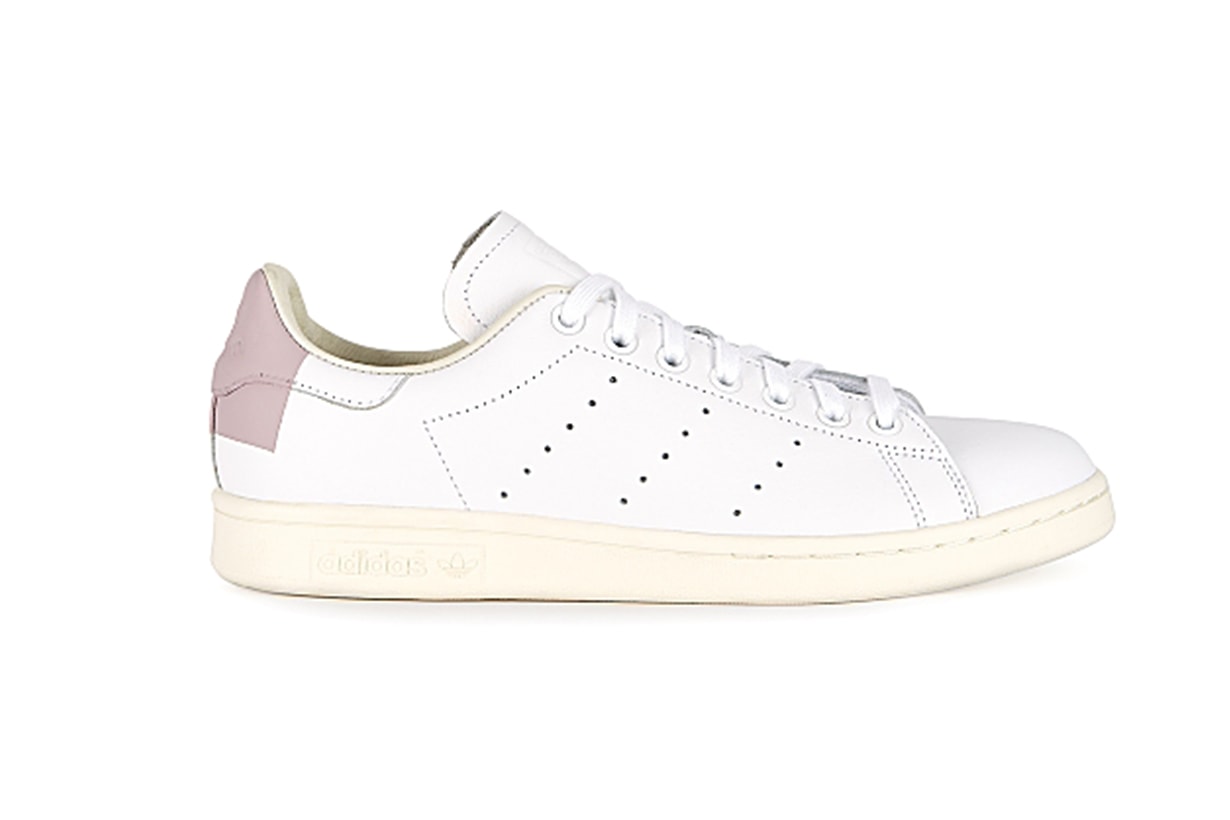 Stan Smith white and dusky pink leather sneakers