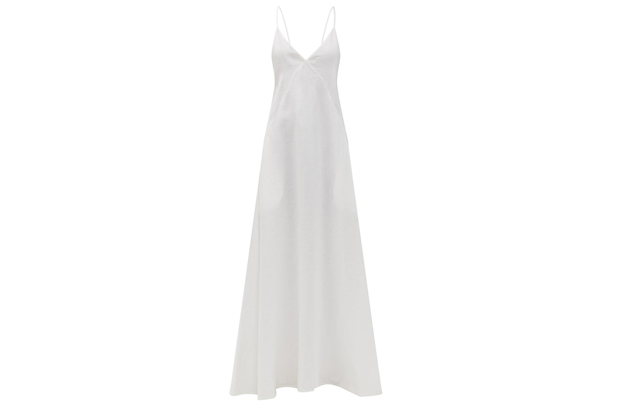 Tie-back organic-linen maxi dress