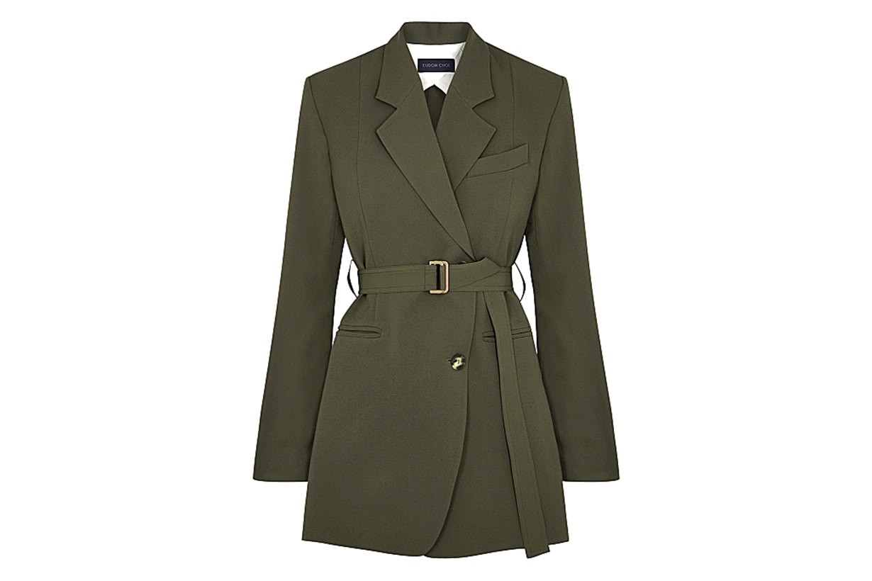 Violette army green belted blazer