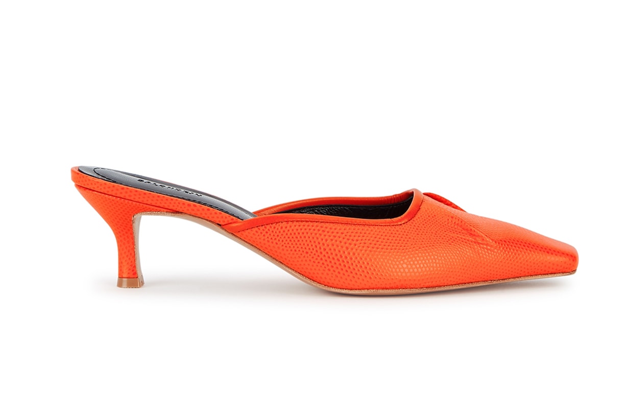 Volure 50 orange lizard-effect mules