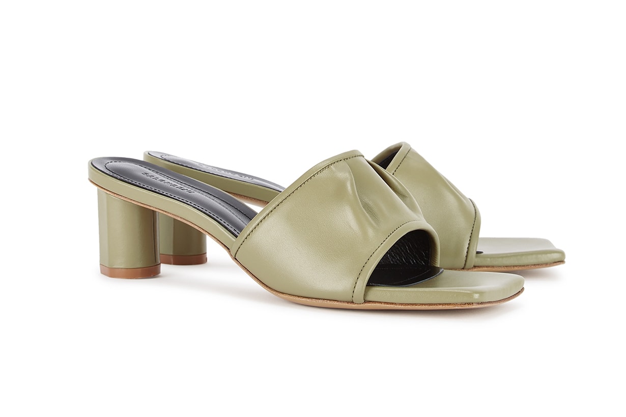 Volure 50 sage green leather mules