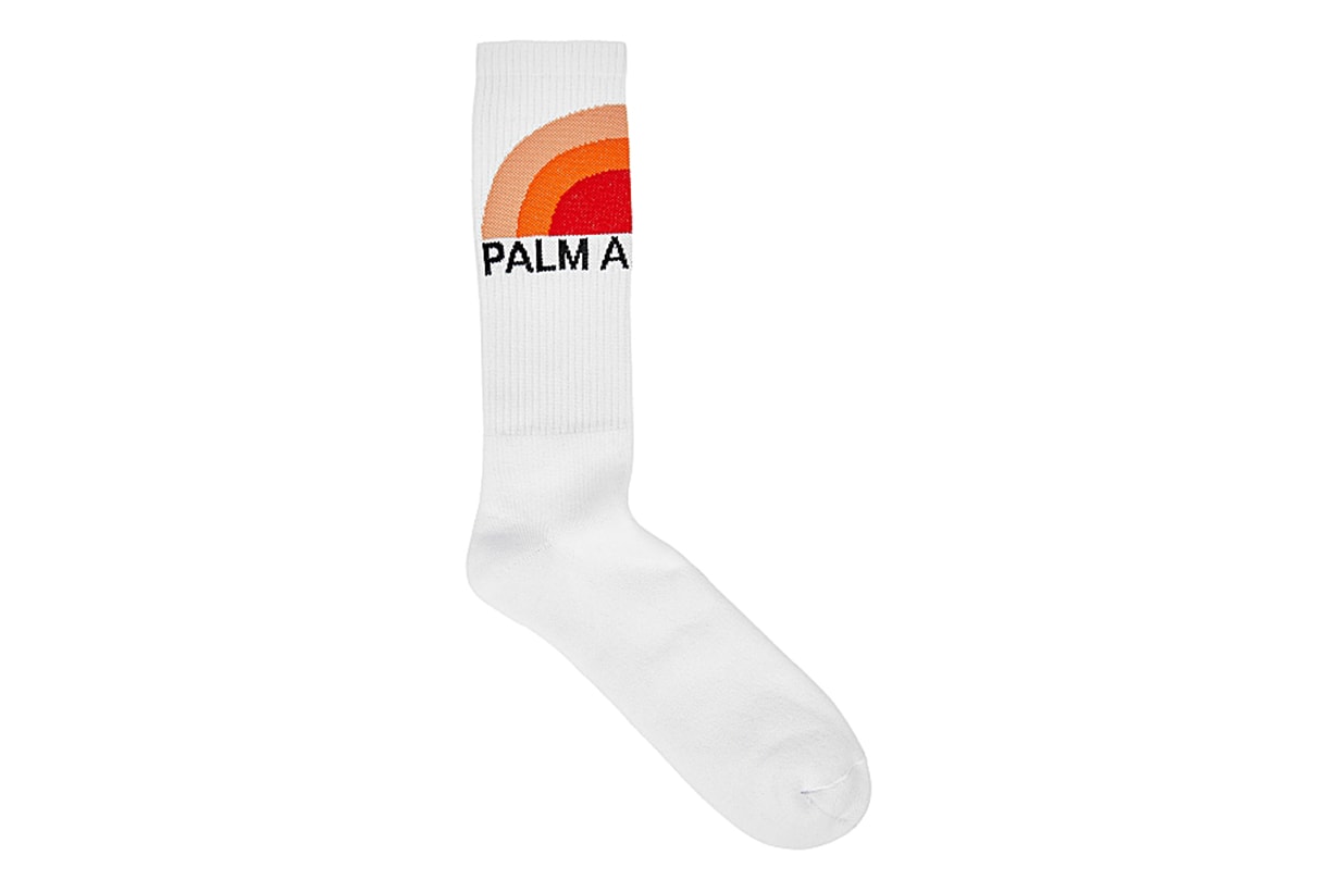 White sunset-intarsia cotton-blend socks