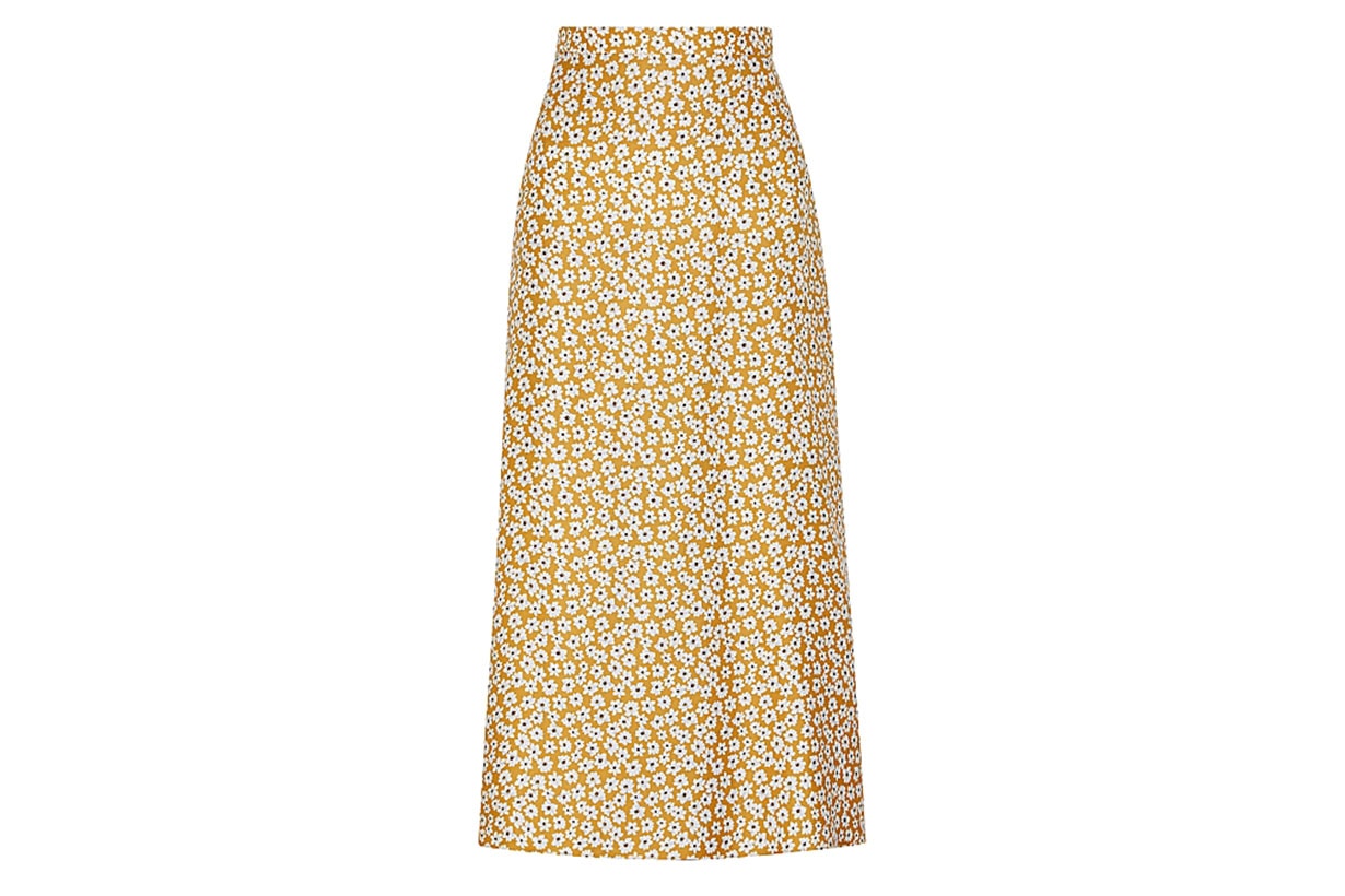 Zoe floral-print silk midi skirt