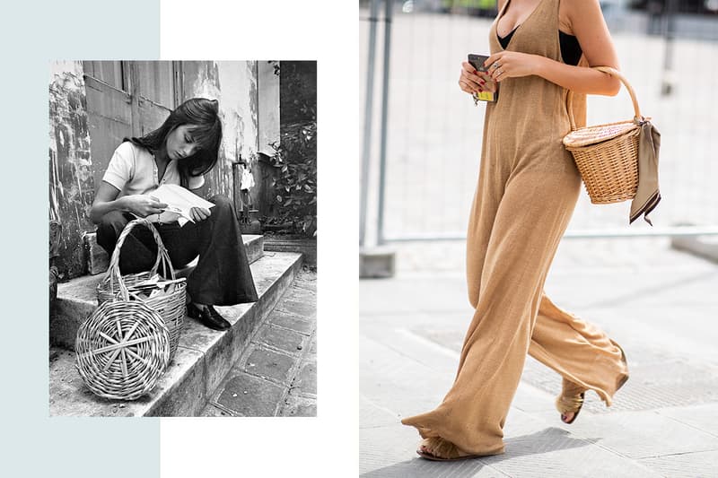 Jane Birkin；A guest wearing basket bag is seen during the 94th Pitti Immagine Uomo on June 14, 2018 in Florence, Italy.