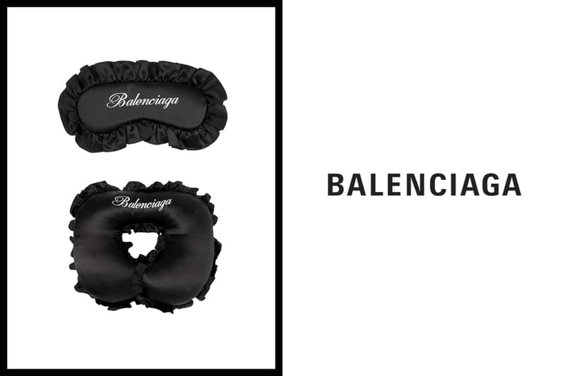 balenciaga silk sleep mask pillow travel logo travel