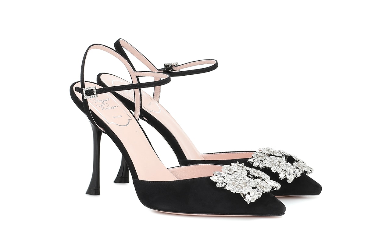 Bouquet Strass Buckle suede pumps
