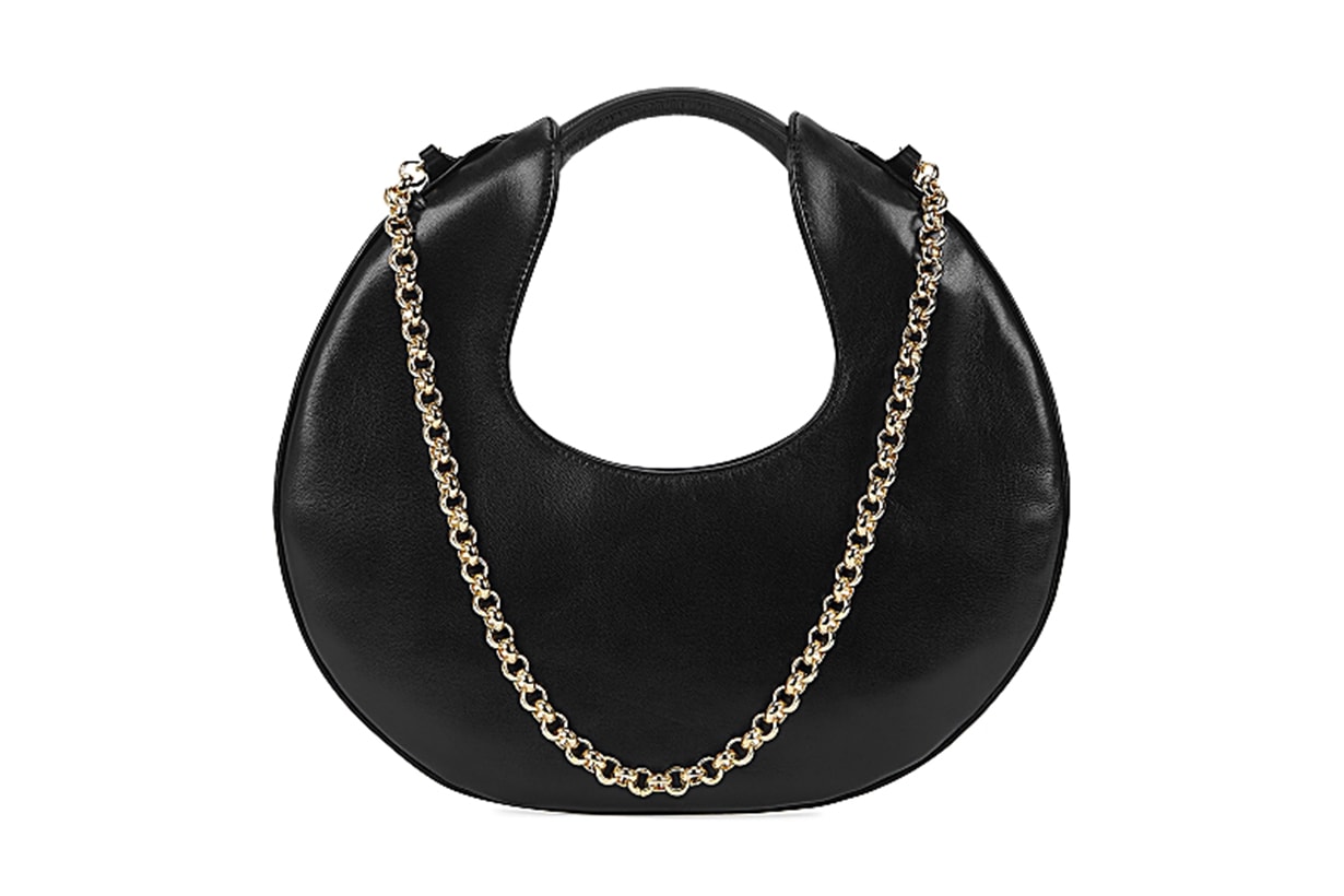 BY FAR Lune black leather shoulder bag