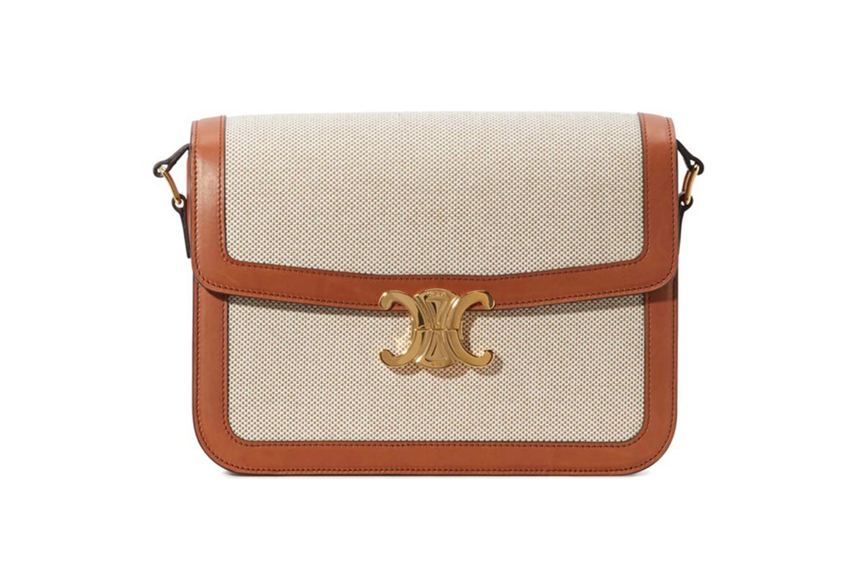 CELINE Large Triomphe bag in textile and natural calfskin