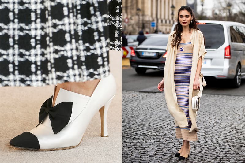 Shoe detail at the Chanel show during Paris Haute Couture Fall/Winter 2019/2020 on July 2, 2019 in Paris, France.