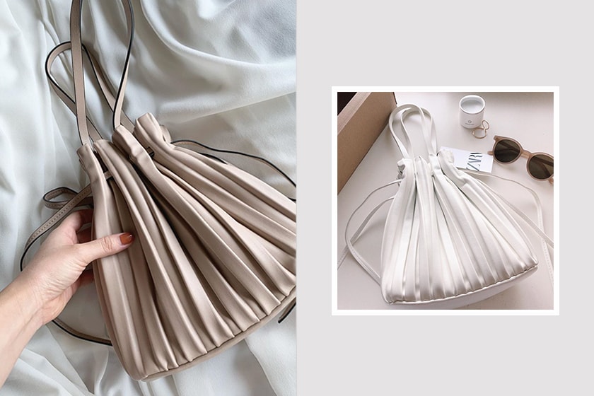 Zara bucket bag pleated design handbags 2020