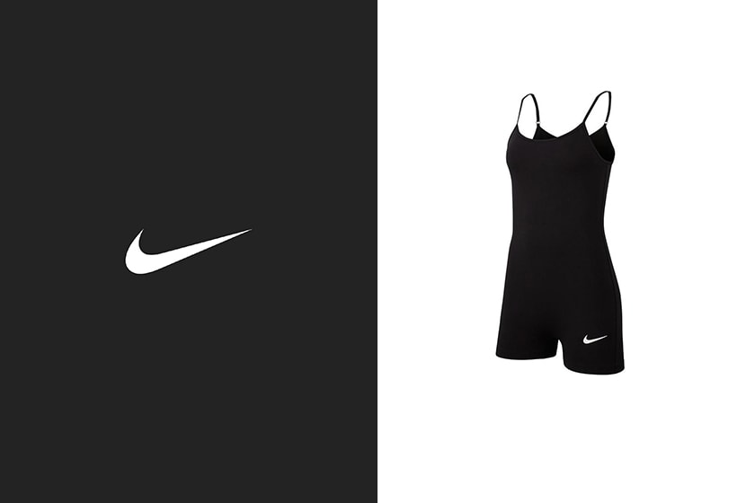 nike logo bodysuit black white minimal