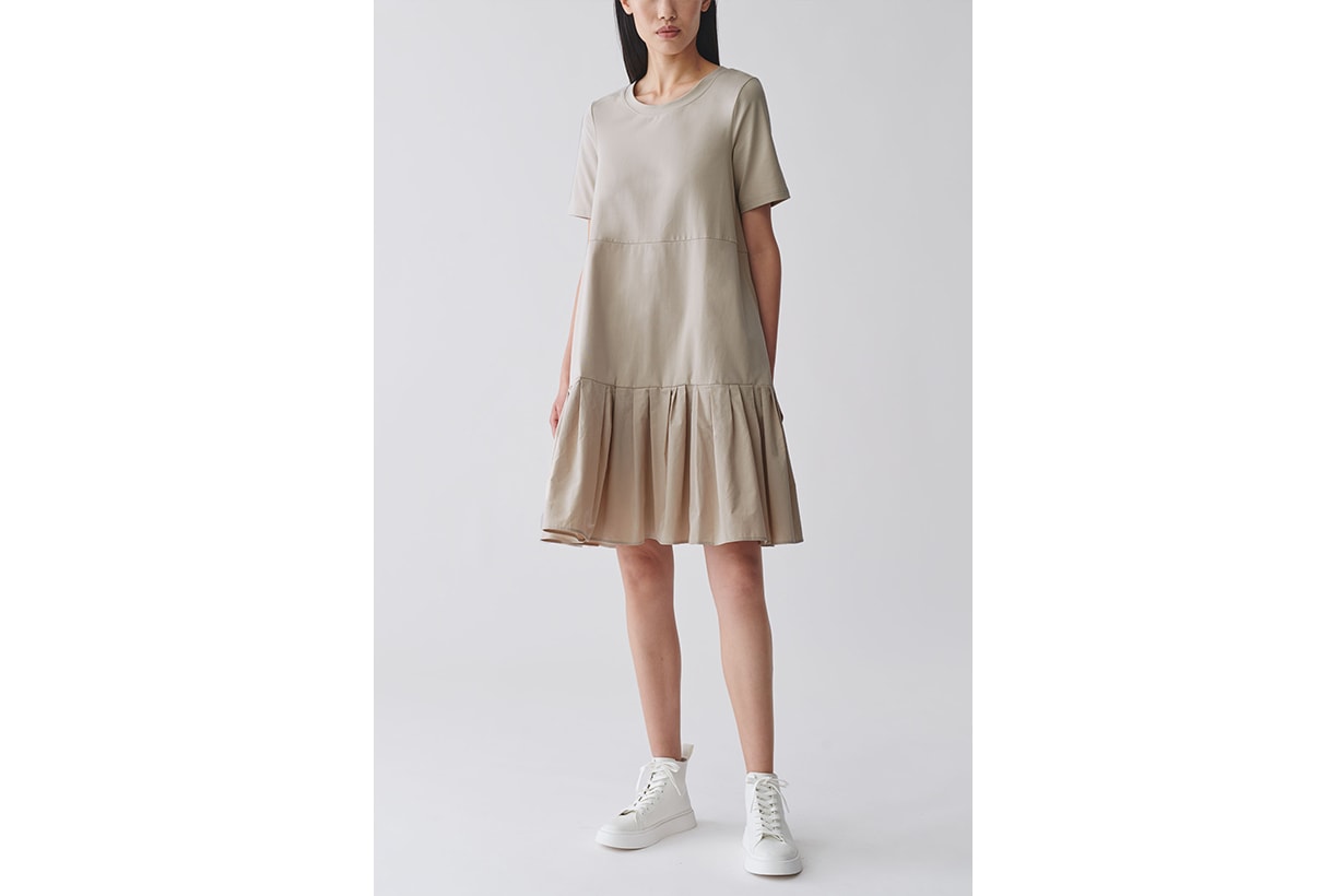 GATHERED PANEL COTTON DRESS