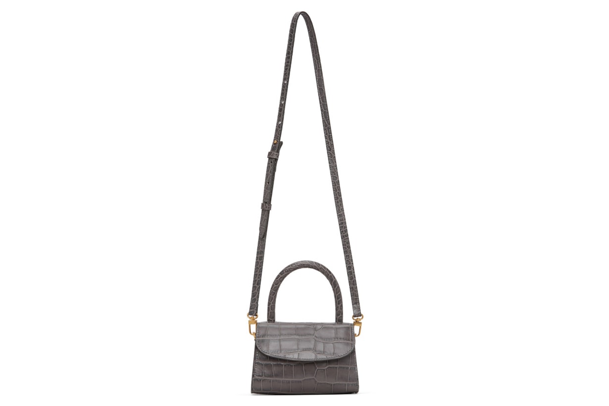 Grey Croc Mini Top Handle Bag