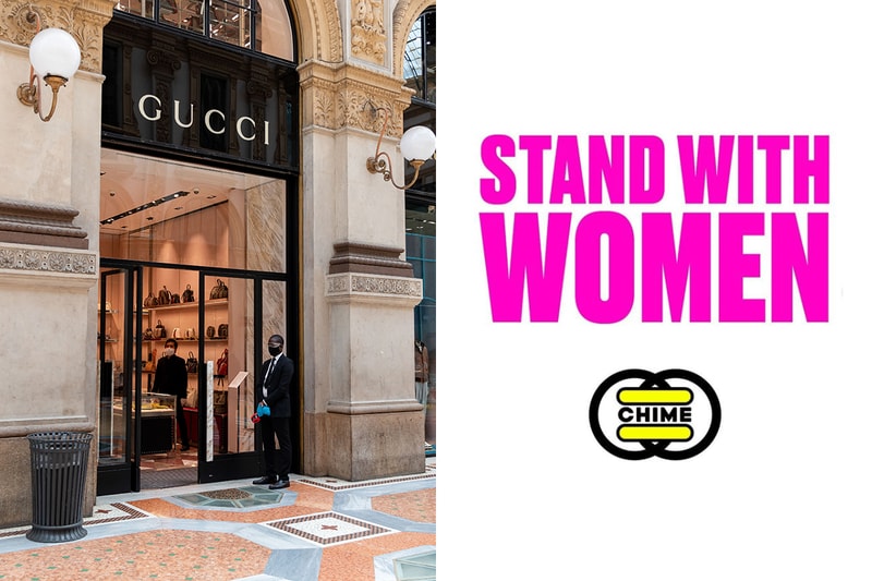 Staff members give hand-sanitizing gel and test customers temperature inside of Gucci store during the first day of activities reopening after Coronavirus lockdown on May 18, 2020 in Milan, Italy.