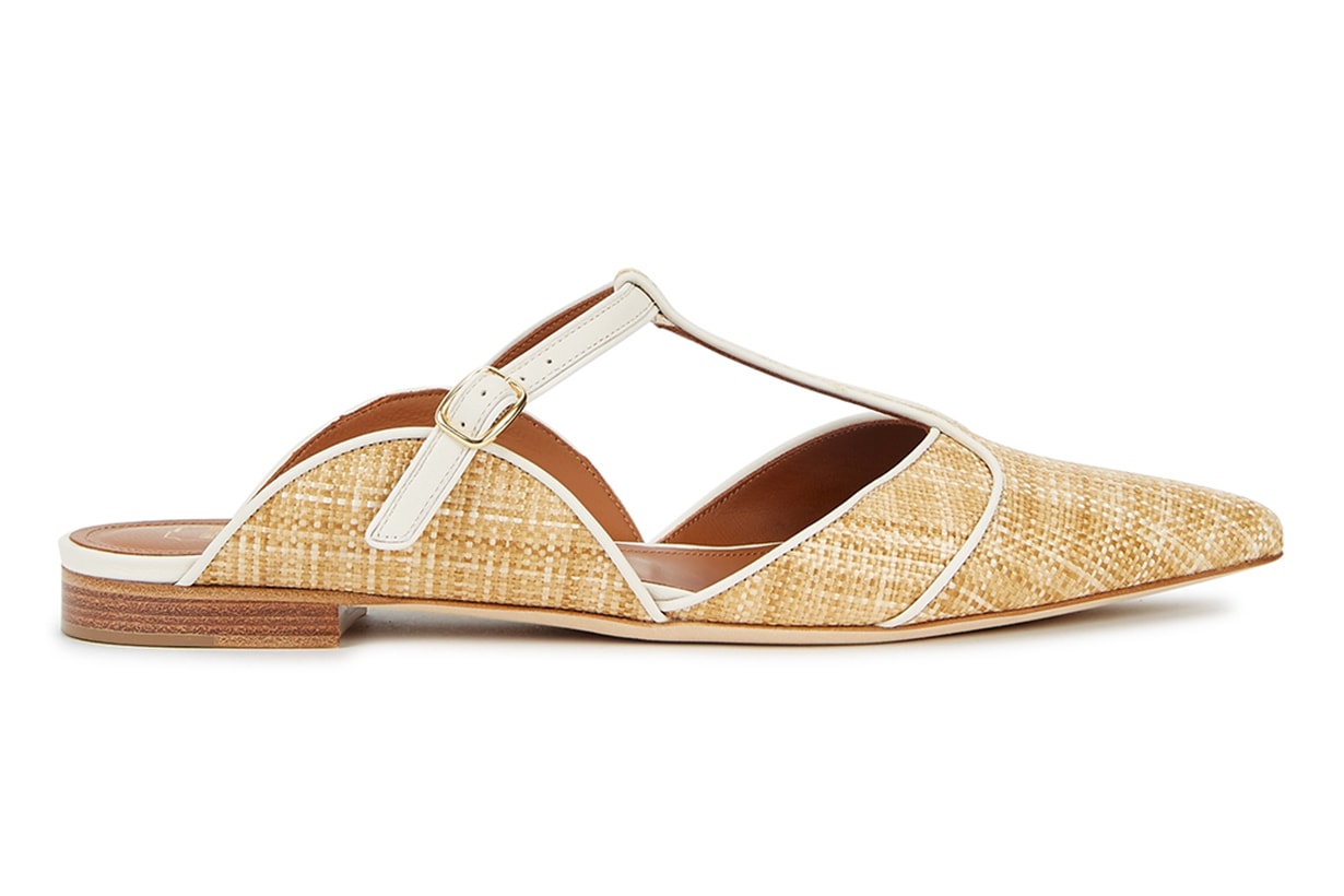 MALONE SOULIERS Imogen sand woven raffia mules