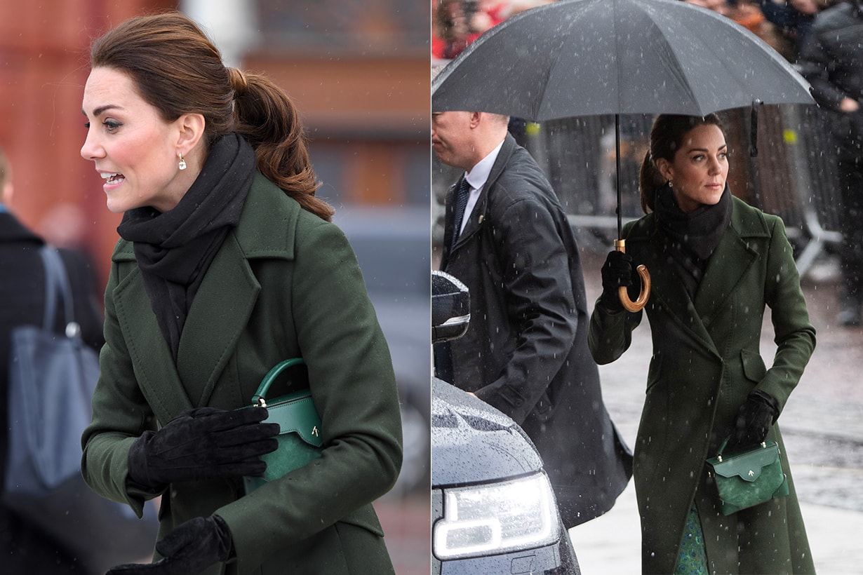 Catherine, Duchess of Cambridge visits the iconic Blackpool Tower and meets members of the public gathered outside on the Comedy Carpet on the promenade on March 6, 2019 in Blackpool, England.