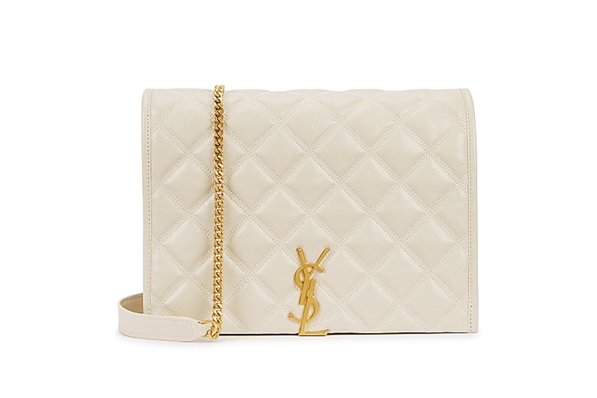 SAINT LAURENT Becky small off-white leather shoulder bag