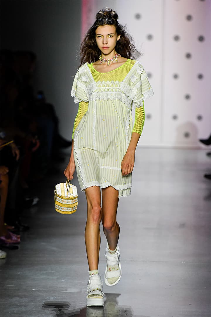 A model walks the runway for Anna Sui Ready to Wear Spring/Summer 2020 fashion show during New York Fashion Week on September 09, 2019 in New York City.