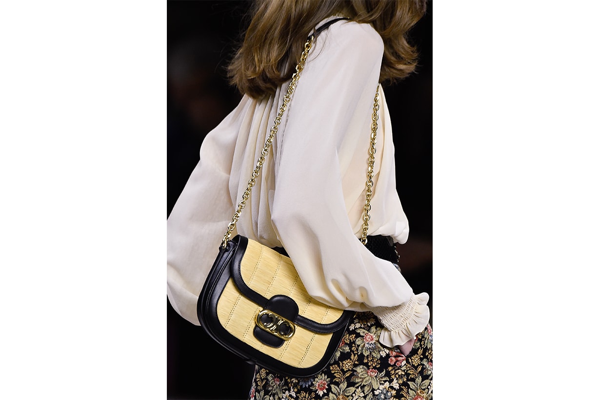 A model, bag detail, walks the runway during the Celine Womenswear Spring/Summer 2020 show as part of Paris Fashion Week on September 27, 2019 in Paris, France.