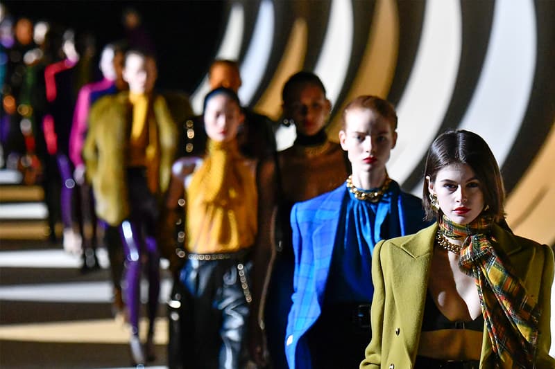 Kaia Gerber walks the runway during the Saint Laurent Ready to Wear fashion show as part of the Paris Fashion Week Womenswear Fall/Winter 2020/2021 on February 25, 2020 in Paris, France.