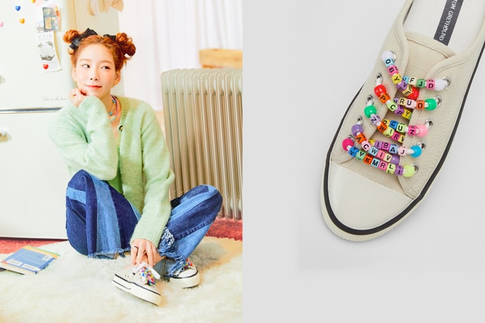 一雙引起熱搜的帆布鞋：太妍腳上的韓國小眾品牌，利用字母串珠的設計太可愛！