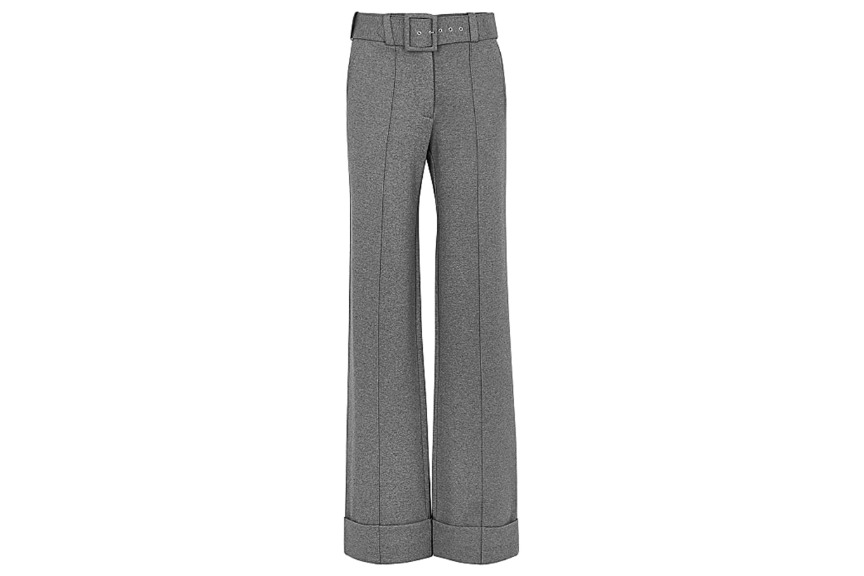 VICTORIA, VICTORIA BECKHAM Grey belted wide-leg trousers