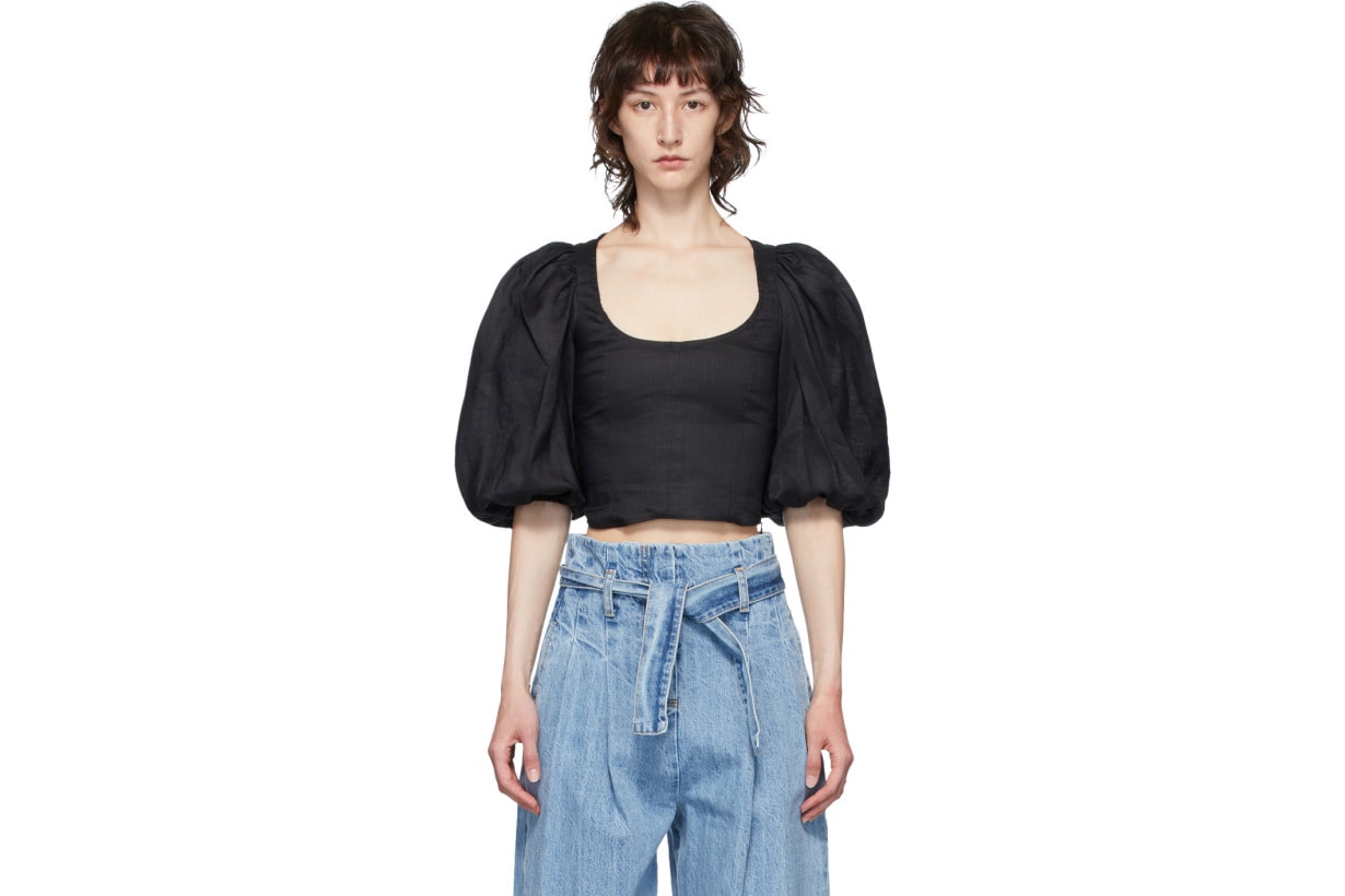 Wandering Black Cropped Sleeve Blouse