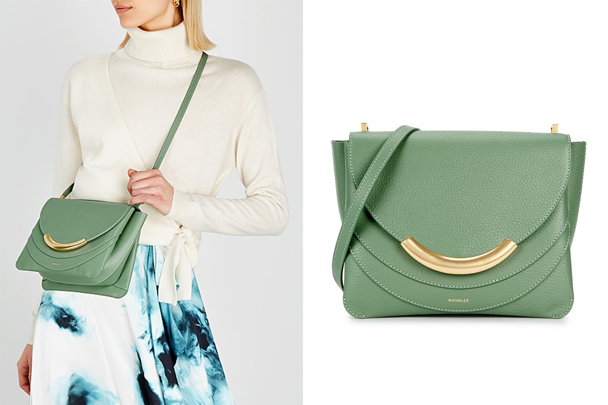 WANDLER Luna green leather cross-body bag
