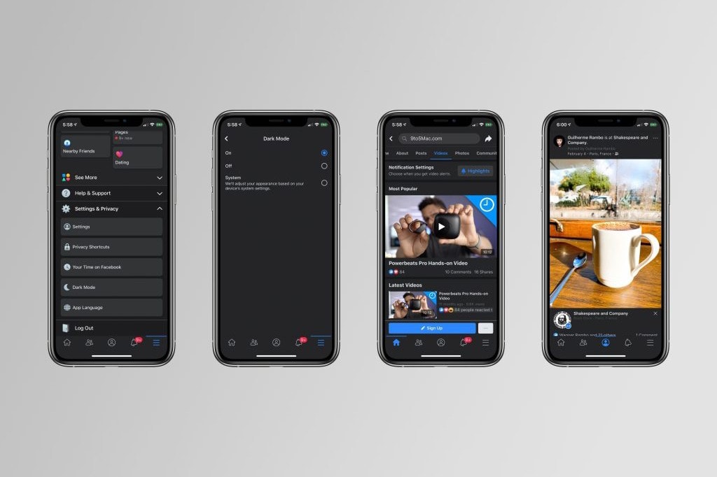 Facebook dark mode iOS Release