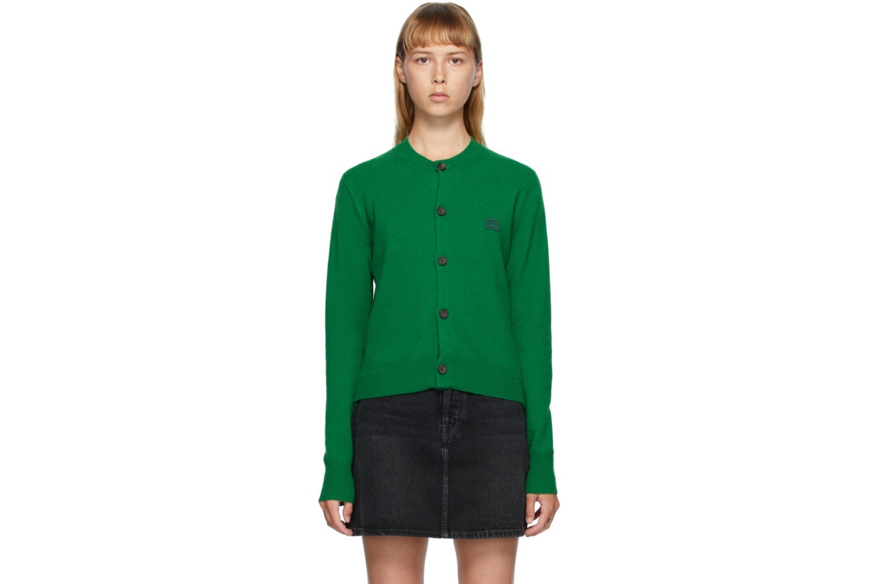 Acne Studios Green Patch Crewneck Cardigan