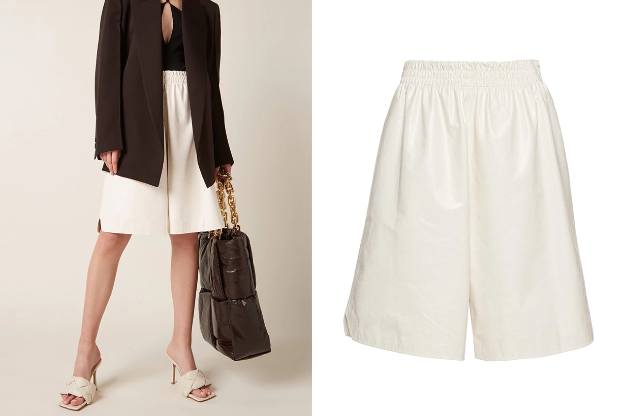 Bottega Veneta Long Leather Shorts