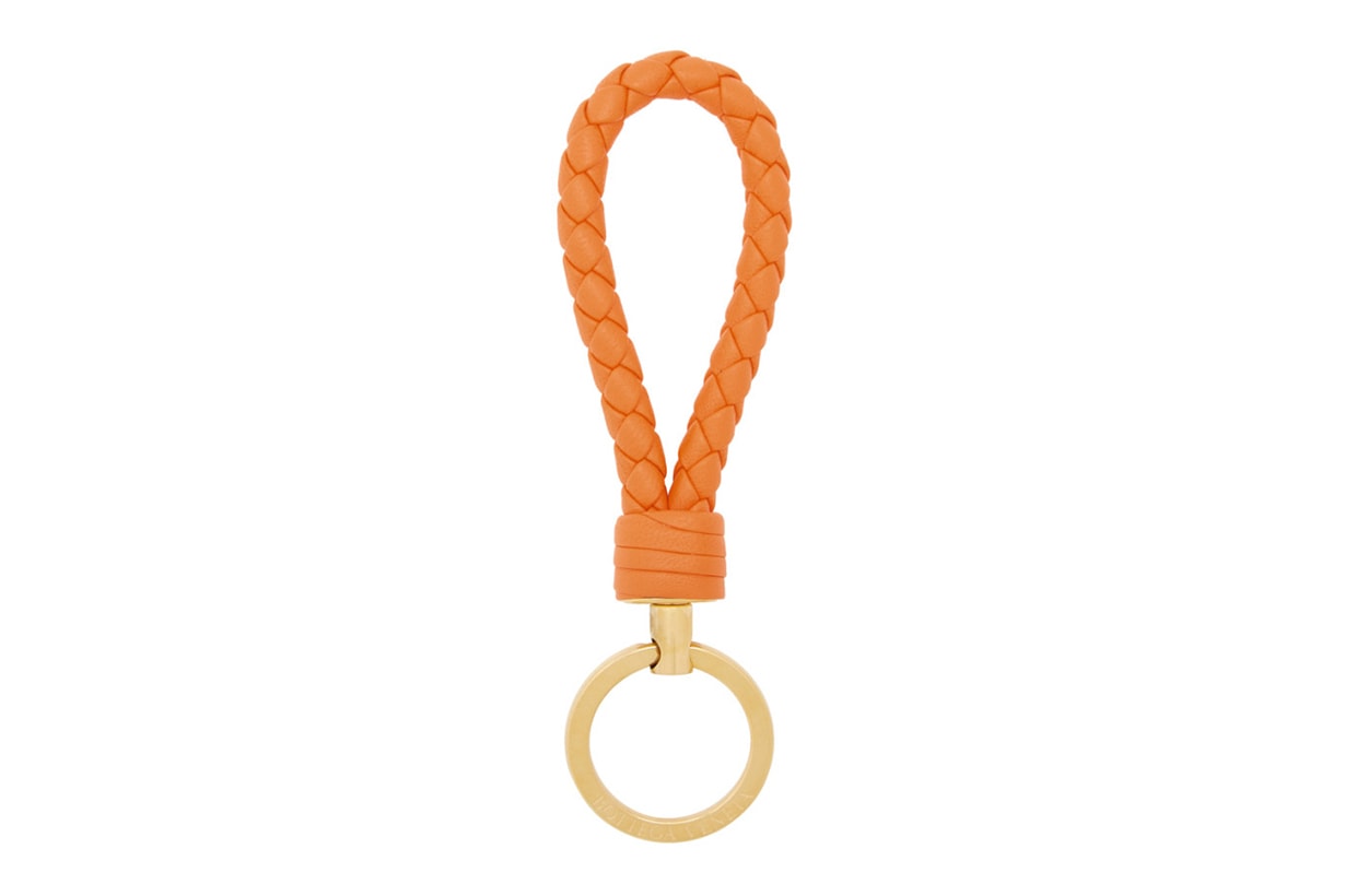 Bottega Veneta Orange Intrecciato Loop Keychain