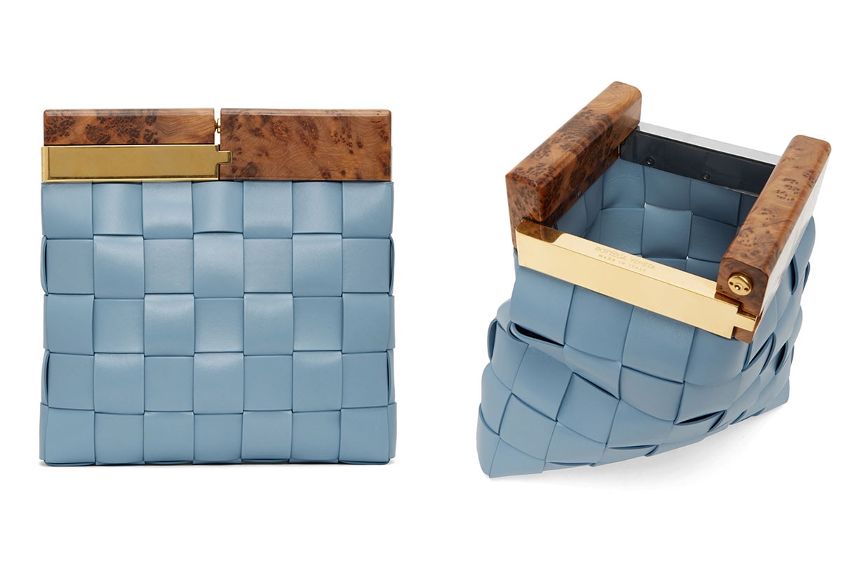 Bottega Veneta Blue Intrecciato Snap Clutch