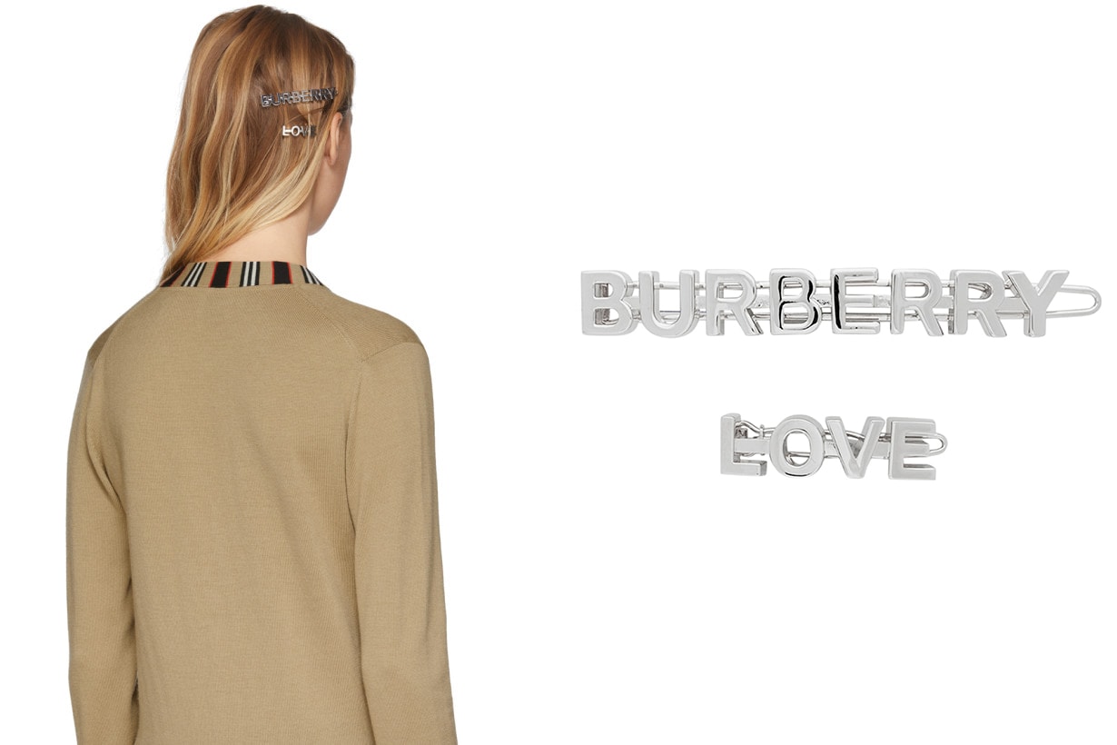 Burberry Silver Logo & 'Love' Hair Clips