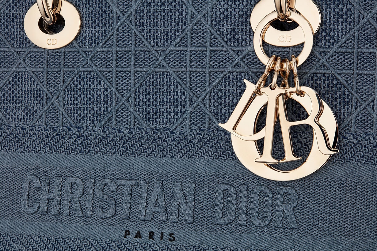 Dark Denim Blue Cannage Embroidery