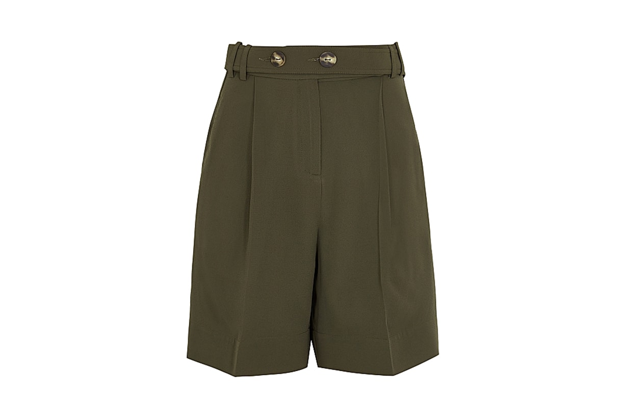 EUDON CHOI Harrison army green belted shorts