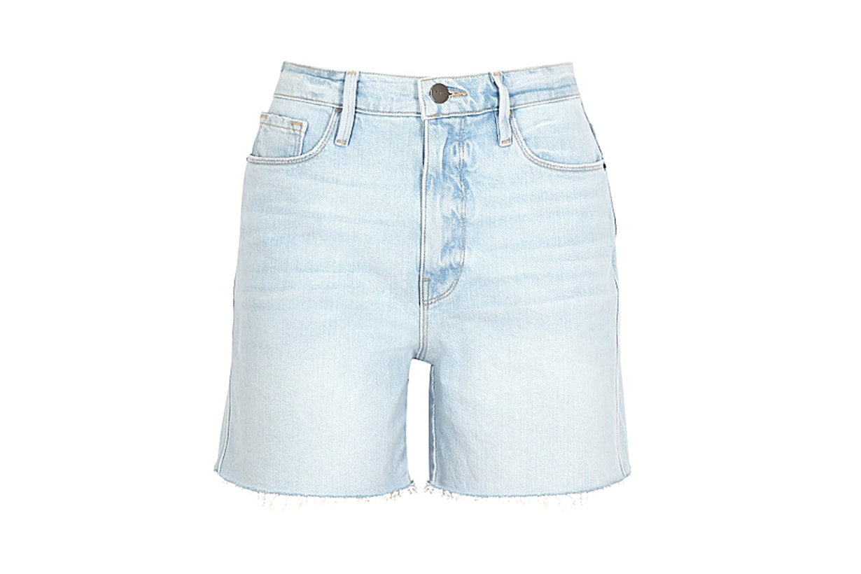 FRAME Le Tour light blue stretch-denim shorts