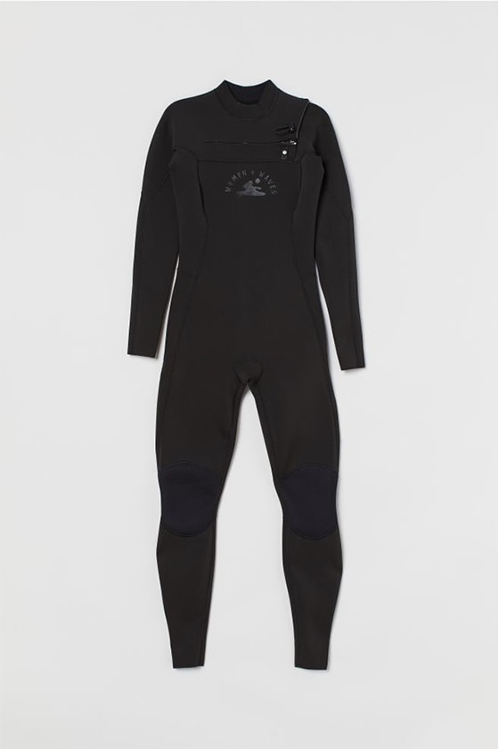 HnM crossover Women + Waves swimsuit wakesurfing and wakeboarding