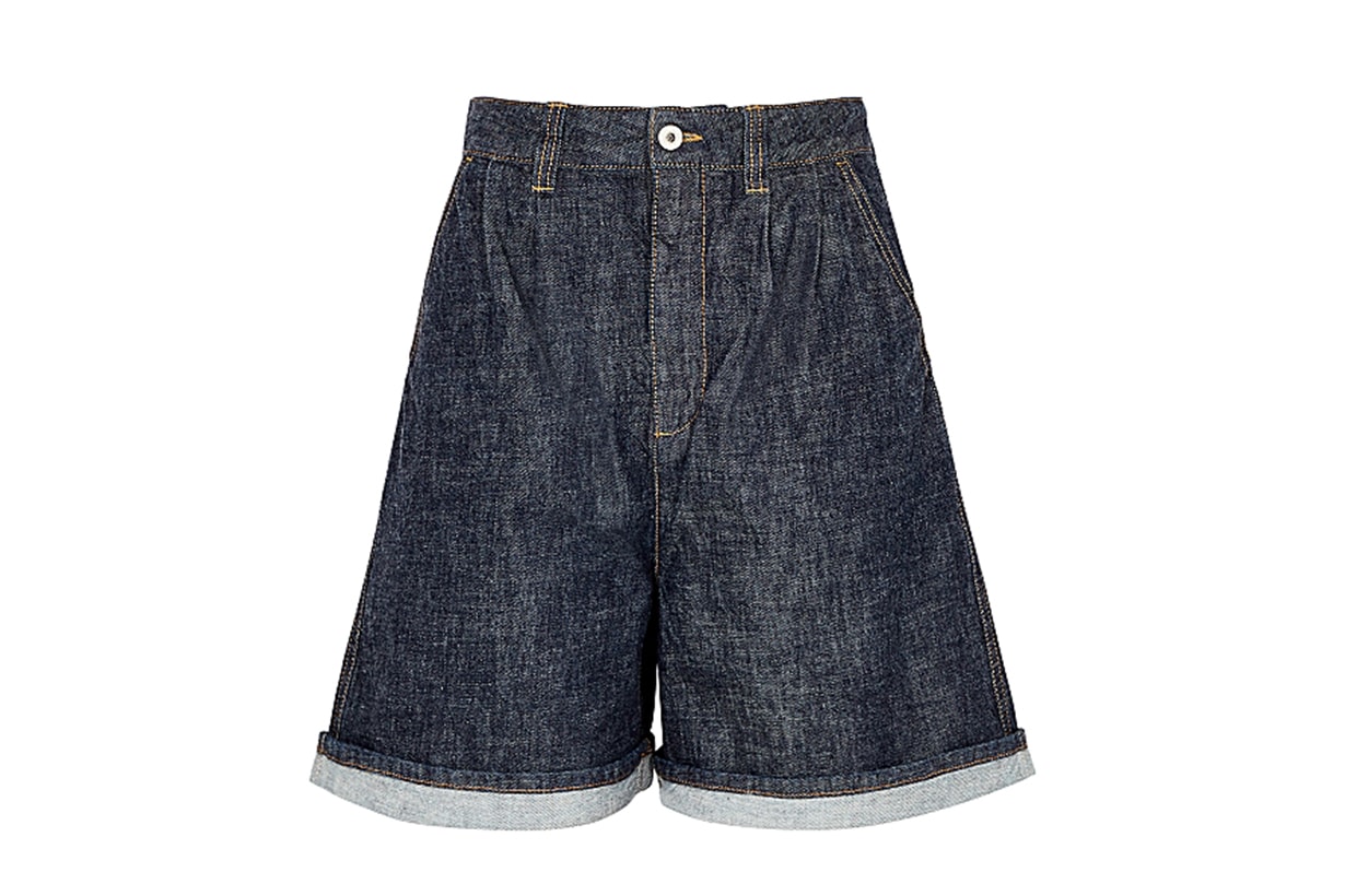 LOEWE Dark blue wide-leg denim shorts