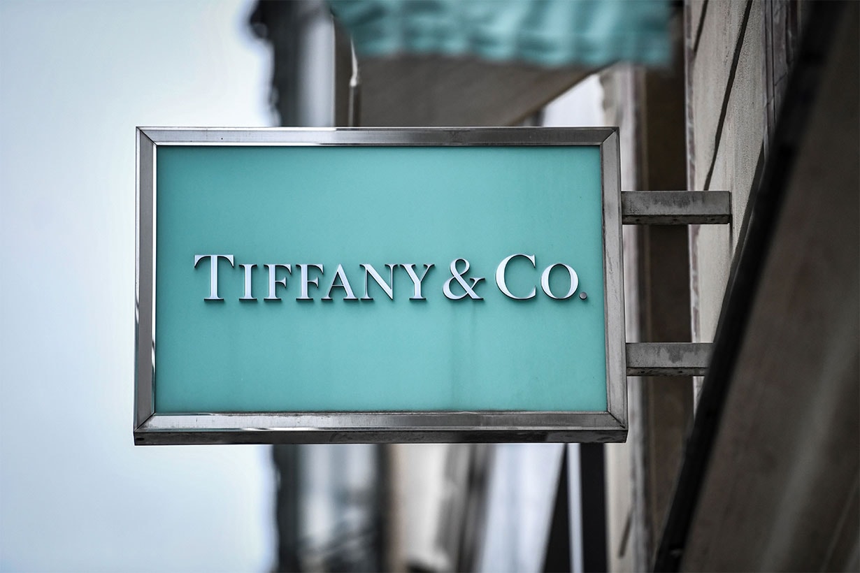 US luxury shop Tiffany&Co.'s logo outside a Tiffany&Co. Shop in Paris. - French luxury giant LVMH said on October 28, 2019 it was exploring a takeover of US jewellers Tiffany, most famous for its fine diamonds and luxury wedding and engagement rings.