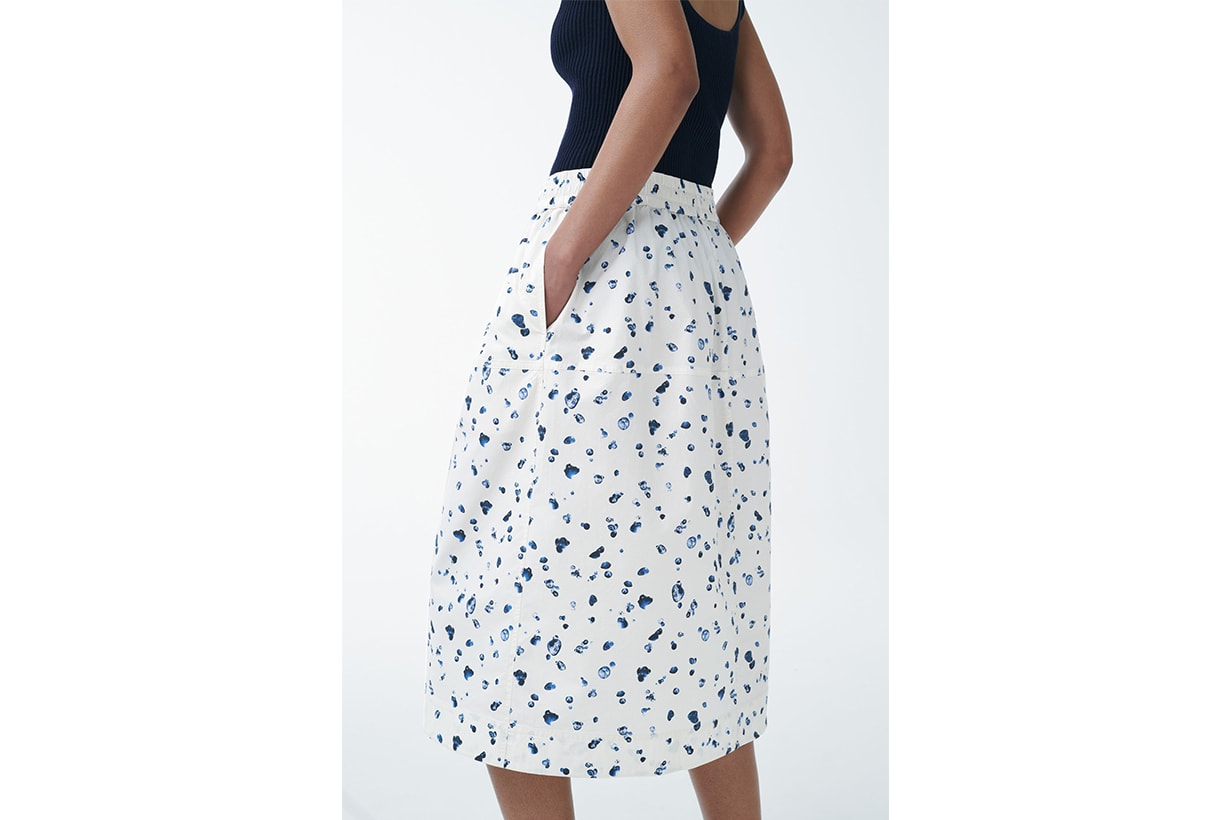 ORGANIC COTTON DROPLET PRINT A-LINE SKIRT