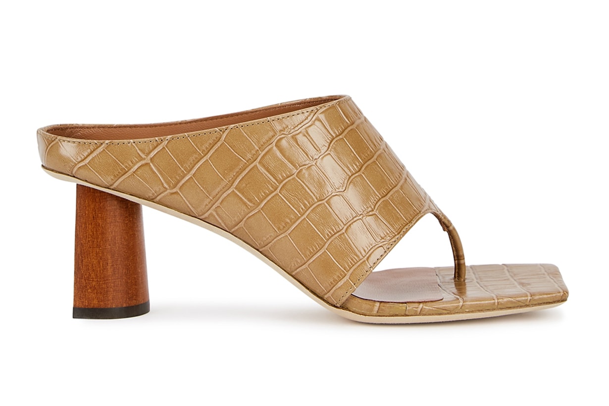 REJINA PYO Lina 60 camel crocodile-effect leather mules