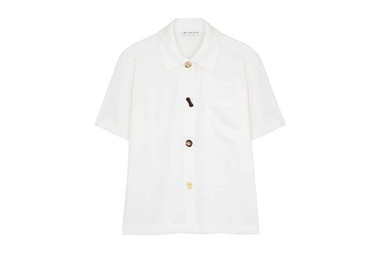 REJINA PYO Nico ivory matte satin shirt