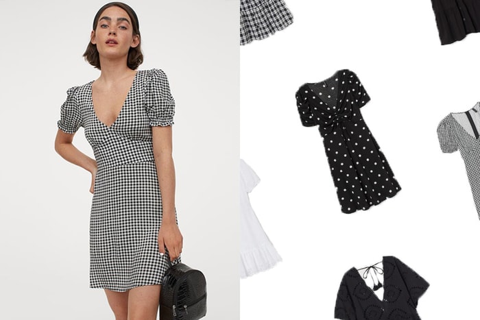 從 H&M 剛上架的新品中，挑一件摩登又率性的黑白短洋裝！